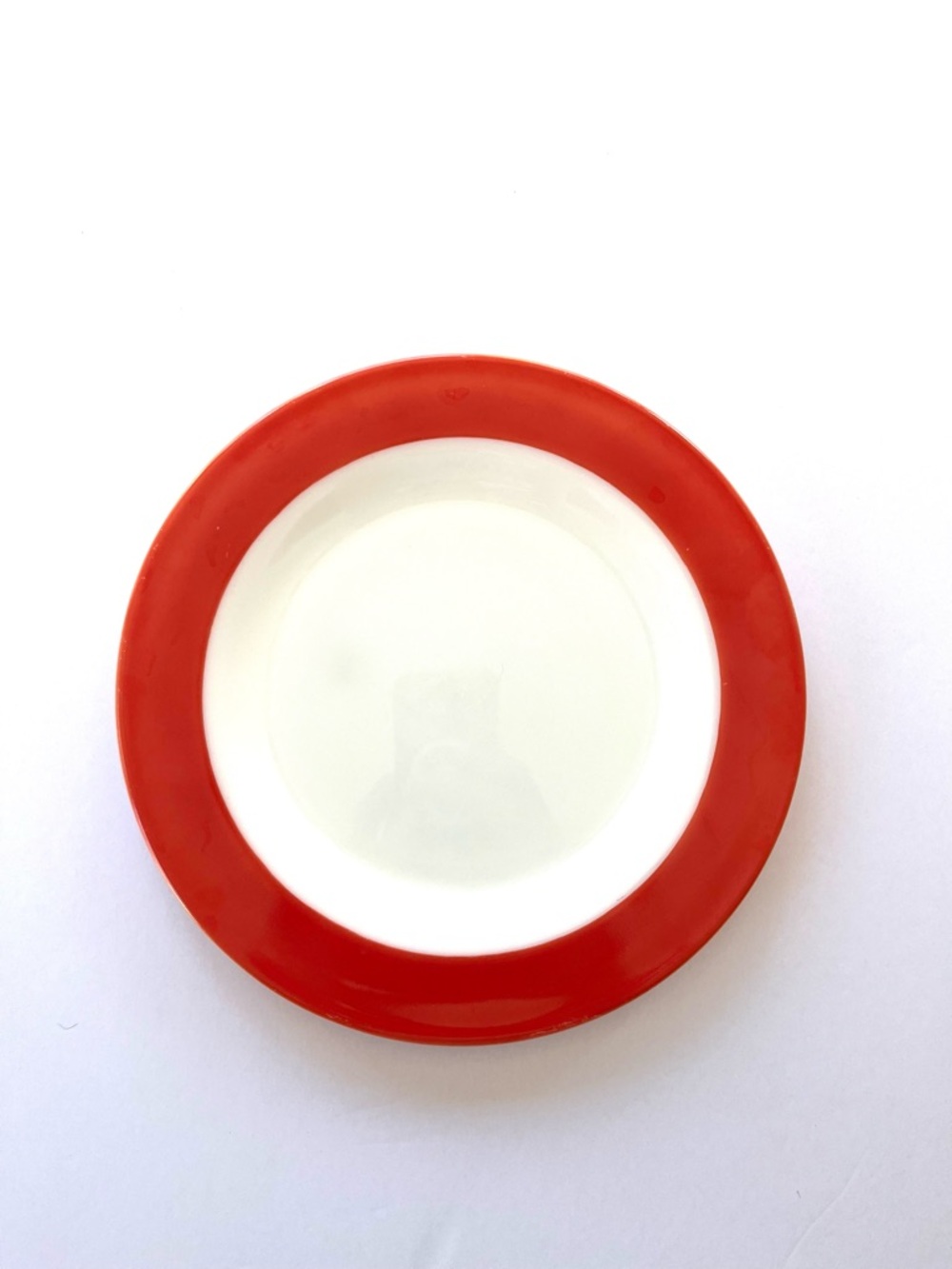 Vintage Pyrex Dinner Plate with Flamingo Pink Coral Rim
